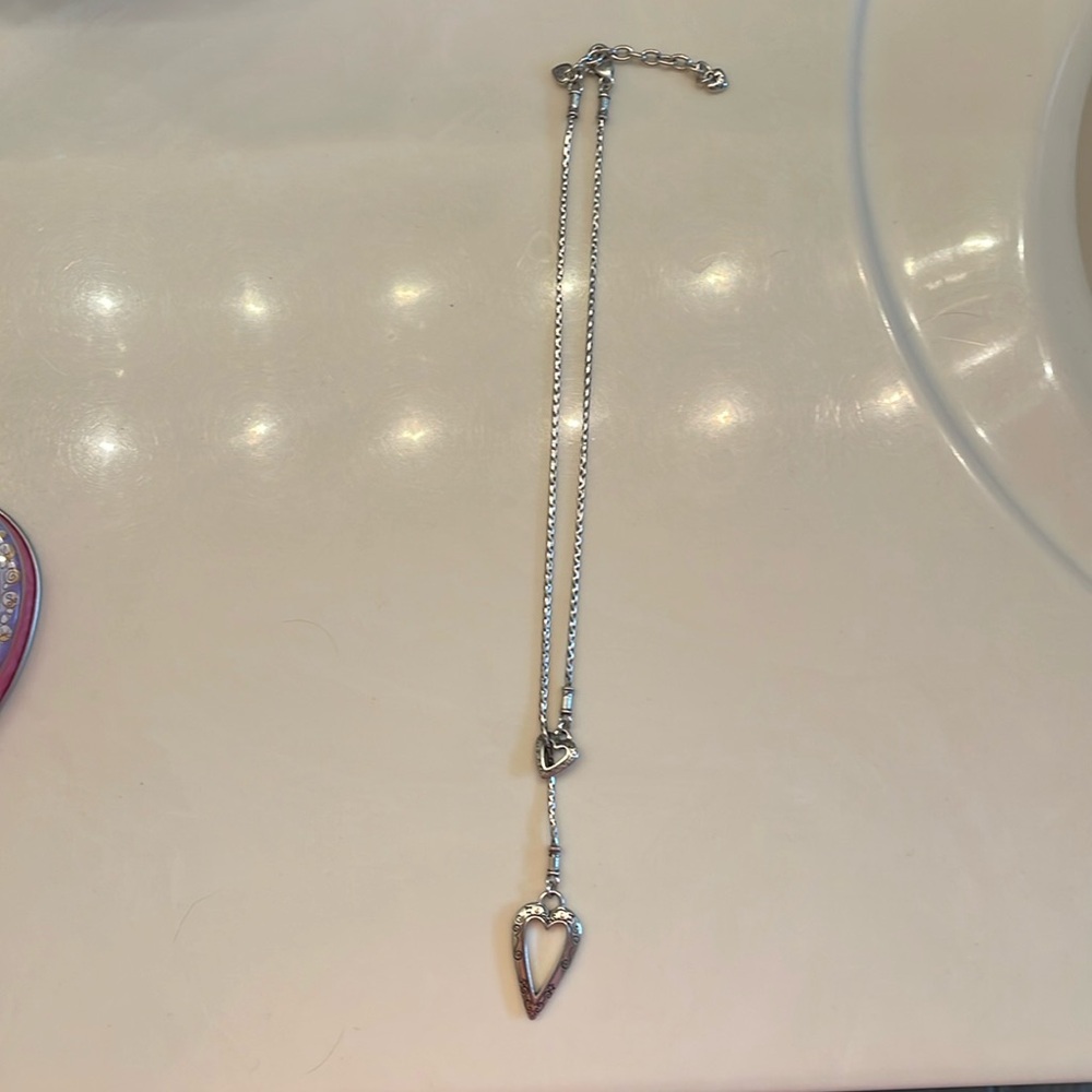 Brighton Retired Lariat Style Double Heart Necklace